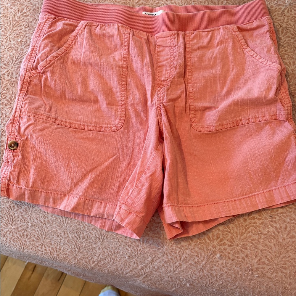 Sonoma Coral Cargo Shorts Relaxed Fit Cotton Blend